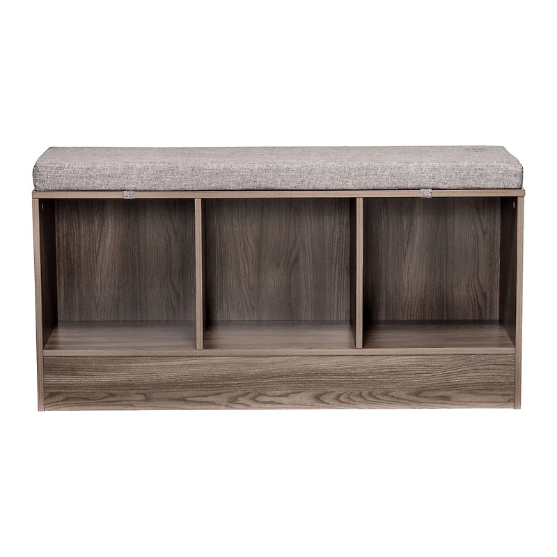 Honey Can Do Farmhouse Gray Entryway Bench with Storage Shelves