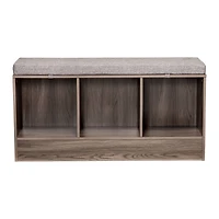 Honey Can Do Farmhouse Gray Entryway Bench with Storage Shelves