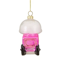 3.5" Pink, White & Gold Cotton Candy Machine Glass Christmas Ornament