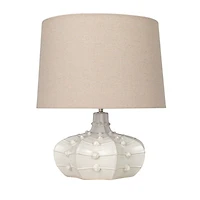 Hello Honey® 18.5" White Stoneware Hobnail Fluted Table Lamp with Linen Shade & Inline Switch