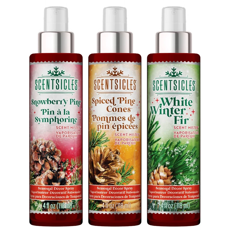 Scentsicles Scent Mister White Winter Fir, Snowberry Pine, Spiced Pine Cones, 3 pack