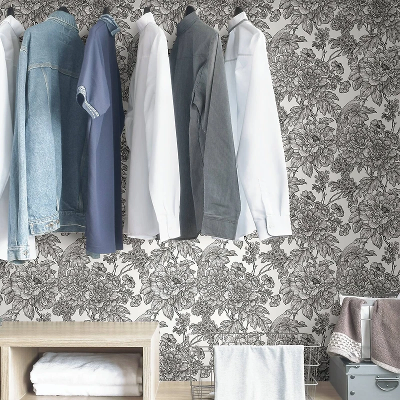 NuWallpaper Black & White Sudbury Peel & Stick Wallpaper