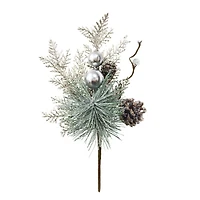 12" Silver Ball & Frosted Mixed Pine Pick by Ashland®