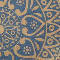 French Blue Block Print On Natural Round Jute Placemat (Set of 6)