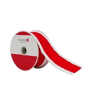 1.5" x 15ft. Red with White Fluff Edges Wired Ribbon by Celebrate It®
