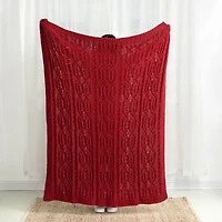 Glitzhome® Knitted Polyester Red Throw Blanket