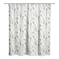 Pine Greenery on White Shower Curtain