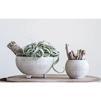Hello Honey® 8.25" Small Distressed Cream Footed Terracotta Planter