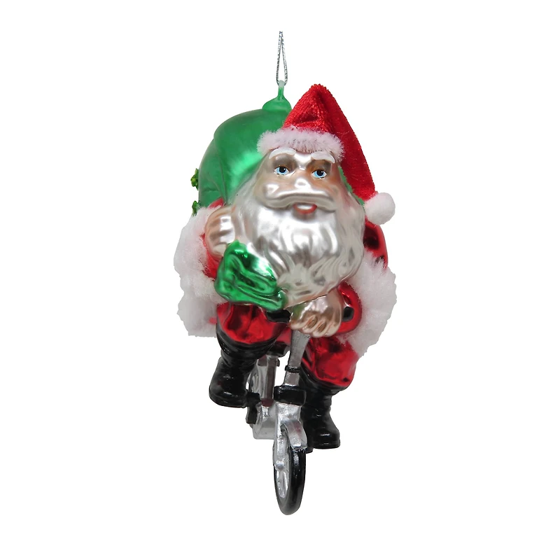 4.5" Santa on Bike Glass Ornament by Ashland®