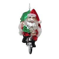 4.5" Santa on Bike Glass Ornament by Ashland®