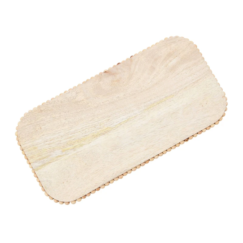 Hello Honey® 16" Natural Decorative Mango Wood Pedestal with Wood Beads