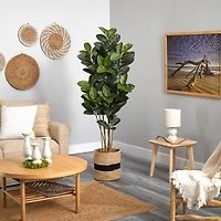 5.5ft. Oak Artificial Tree in Handmade Natural Cotton Planter UV Resistant (Indoor/Outdoor)