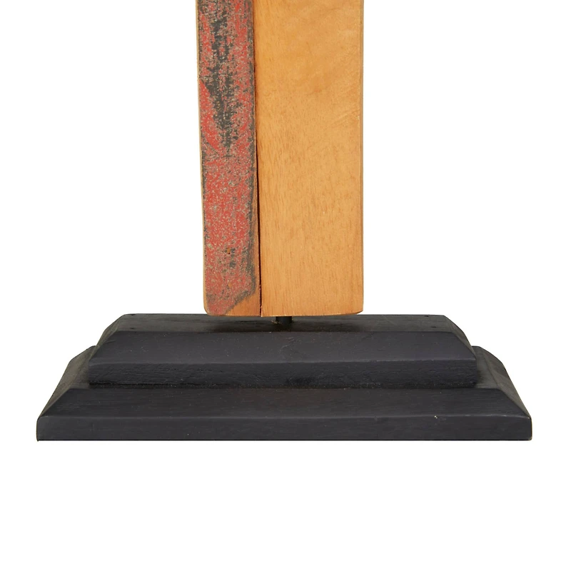 18" Brown Wood Modern Cross Sculpture