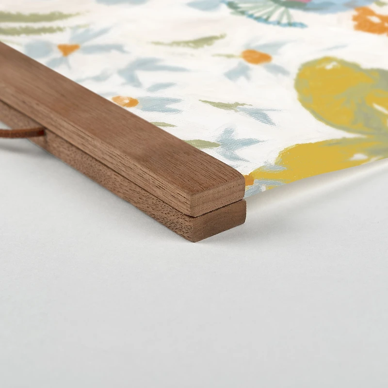 Spring Peacock Teak Hanging Canvas Art