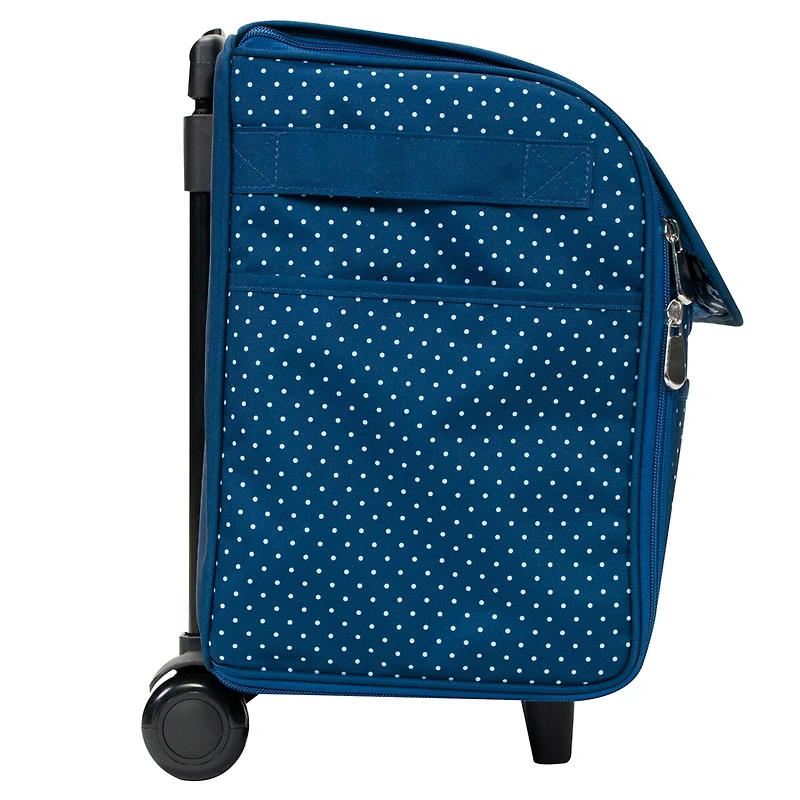 Everything Mary Collapsible Blue Pin Dot Rolling Sewing Machine Tote