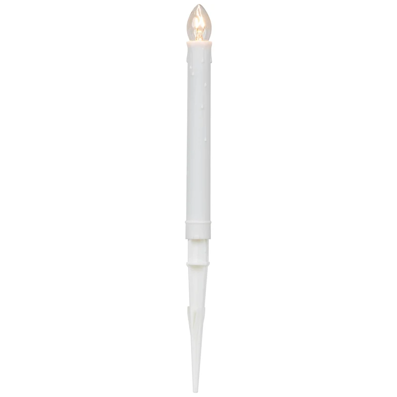 8" White C7 Candle Pathway Markers Christmas Lights With White Wire, 10ct.