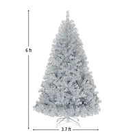 Costway 6ft. Unlit Artificial Silver Tinsel Hinged Christmas Tree with Metal Stand