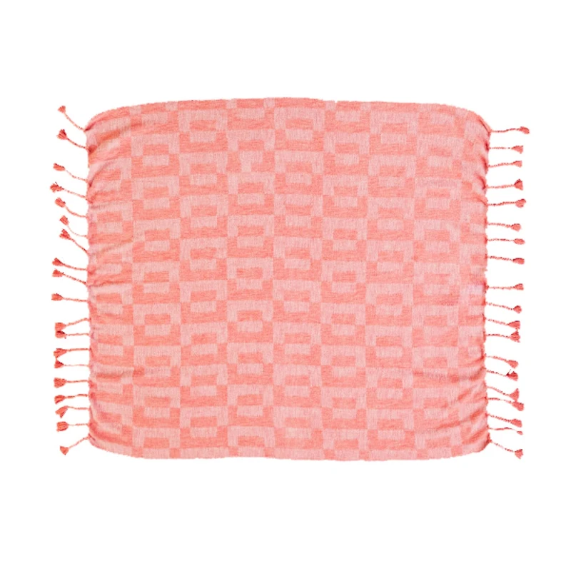 Hello Honey® Pink Geometric Throw Blanket with Braided Fringe