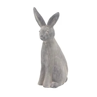 20" Gray Polystone Farmhouse Rabbit Garden Sculpture