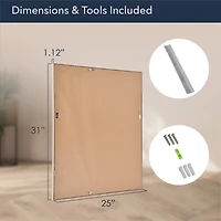 Head West 31" Brushed Nickel Pave Textured Framed Wall Vanity Mirror