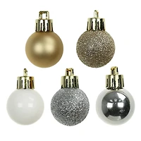16 Pack 25mm Mini Silver & Gold Plastic Ball Ornaments by Ashland®