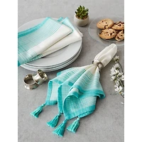 DII® Antique Striped Turquoise Tassel Napkins, 6ct.