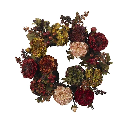 22" Autumn Hydrangea & Peony Wreath