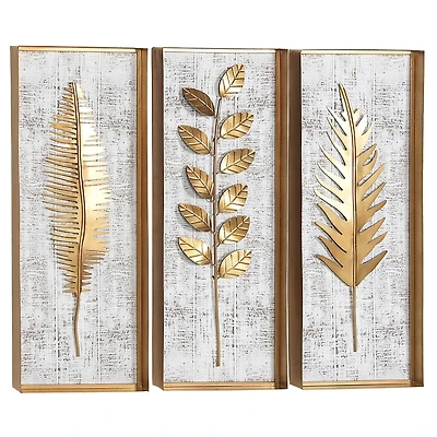 32" Gold Contemporary Floral Wall Décor Set