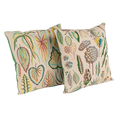 Hello Honey® Multicolor Botanicals Square Cotton Chambray Pillow Set
