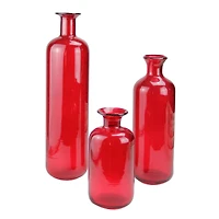 Translucent Candy Apple Red Glass Bottle Set