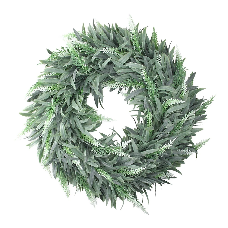 14" Green & White Wispy Lavender Spring Wreath