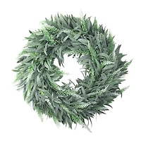 14" Green & White Wispy Lavender Spring Wreath