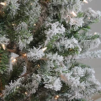 7ft. Pre-Lit Flocked Balsam Pine Artificial Christmas Tree, Clear Lights