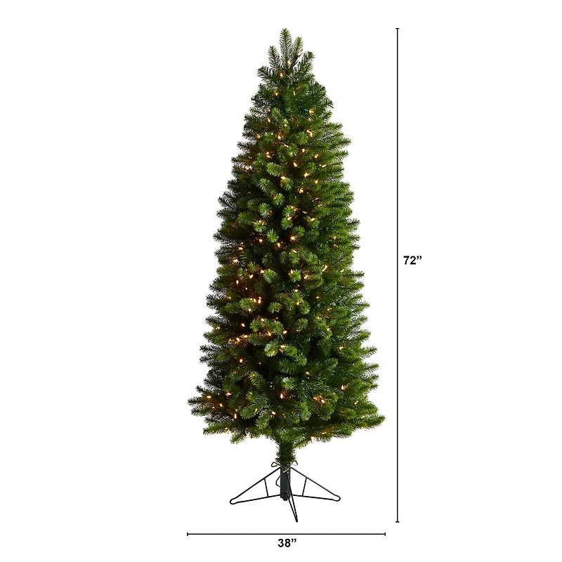 6ft. Pre-Lit Slim Virginia Spruce Artificial Christmas Tree, Warm White LED Lights