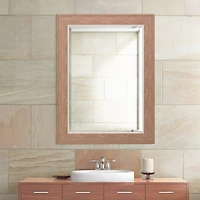 Head West Textured Walnut Mat Framed Beveled Glass Accent Mirror