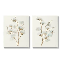 Stupell Industries Cotton Flower Stems Canvas Wall Art Set