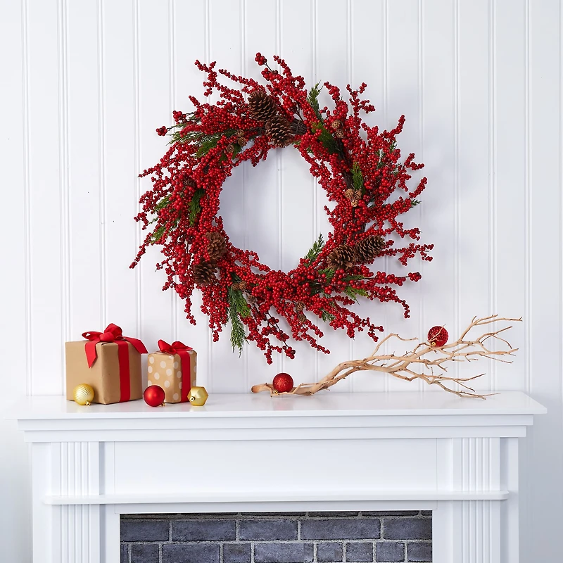 2.8ft. Cypress Berry & Pinecone Wreath