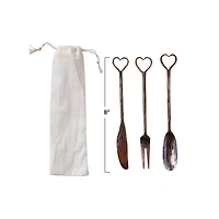 Hello Honey® Forged Copper Appetizer Cutlery Set with Heart Handles