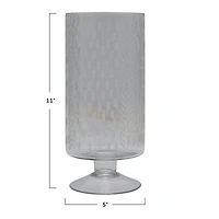 Hello Honey® 11" Glass Footed Hurricane Vase with Etched Pattern