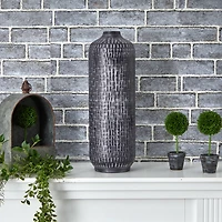 21" Embossed Metal Cylinder Vase