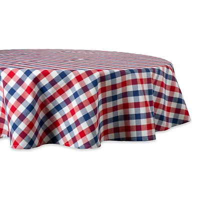 DII® 70" Round Red, White & Blue Check Tablecloth