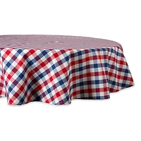 DII® 70" Round Red, White & Blue Check Tablecloth