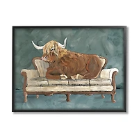Stupell Industries Shaggy Cattle Resting Living Room Couch Green Gray Framed Wall Art