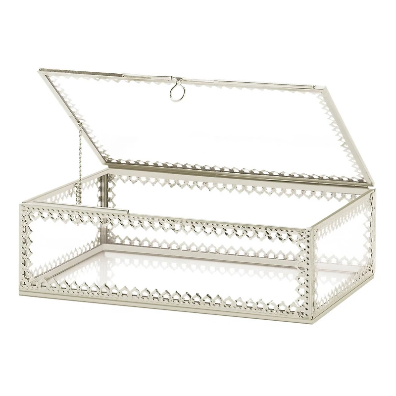 3" Silver Trim Glass Box