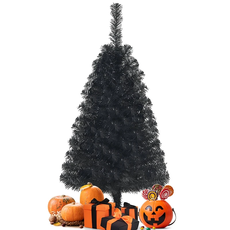 Costway 3ft. Unlit Matte Black Artificial Christmas Tree