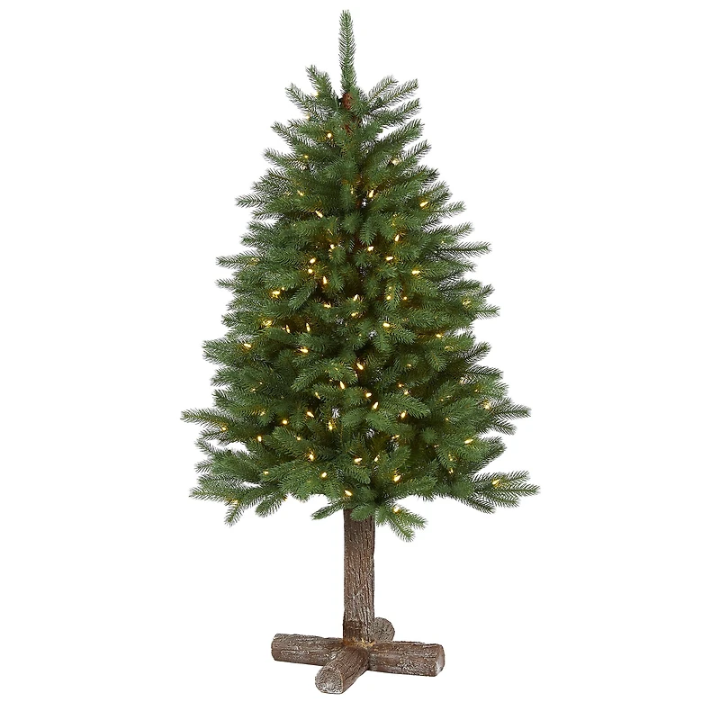 5ft. Pre-Lit Napa Valley Pine Artificial Christmas Tree with Warm White LED Lights on a Faux Wood Stand