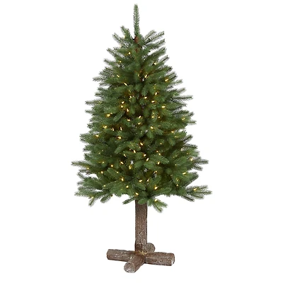 5ft. Pre-Lit Napa Valley Pine Artificial Christmas Tree with Warm White LED Lights on a Faux Wood Stand
