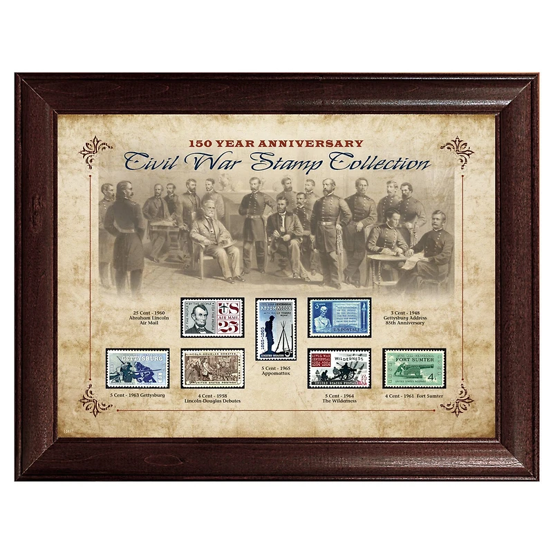 Framed 150 Year Anniversary Civil War Stamp Collection