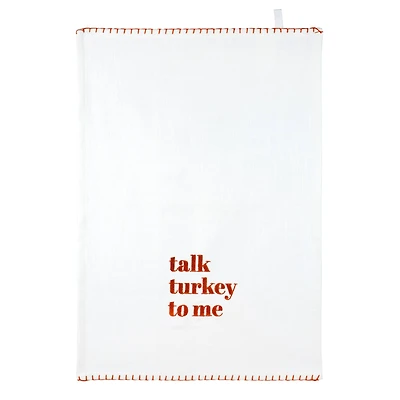 Talk Turkey to Me Embroidered Tea Towel by Makery™