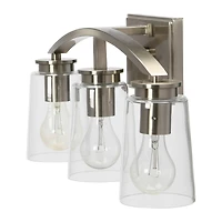 Hello Honey® Robert Stevenson Lighting Laguna Metal & Clear Glass 3-Light Vanity